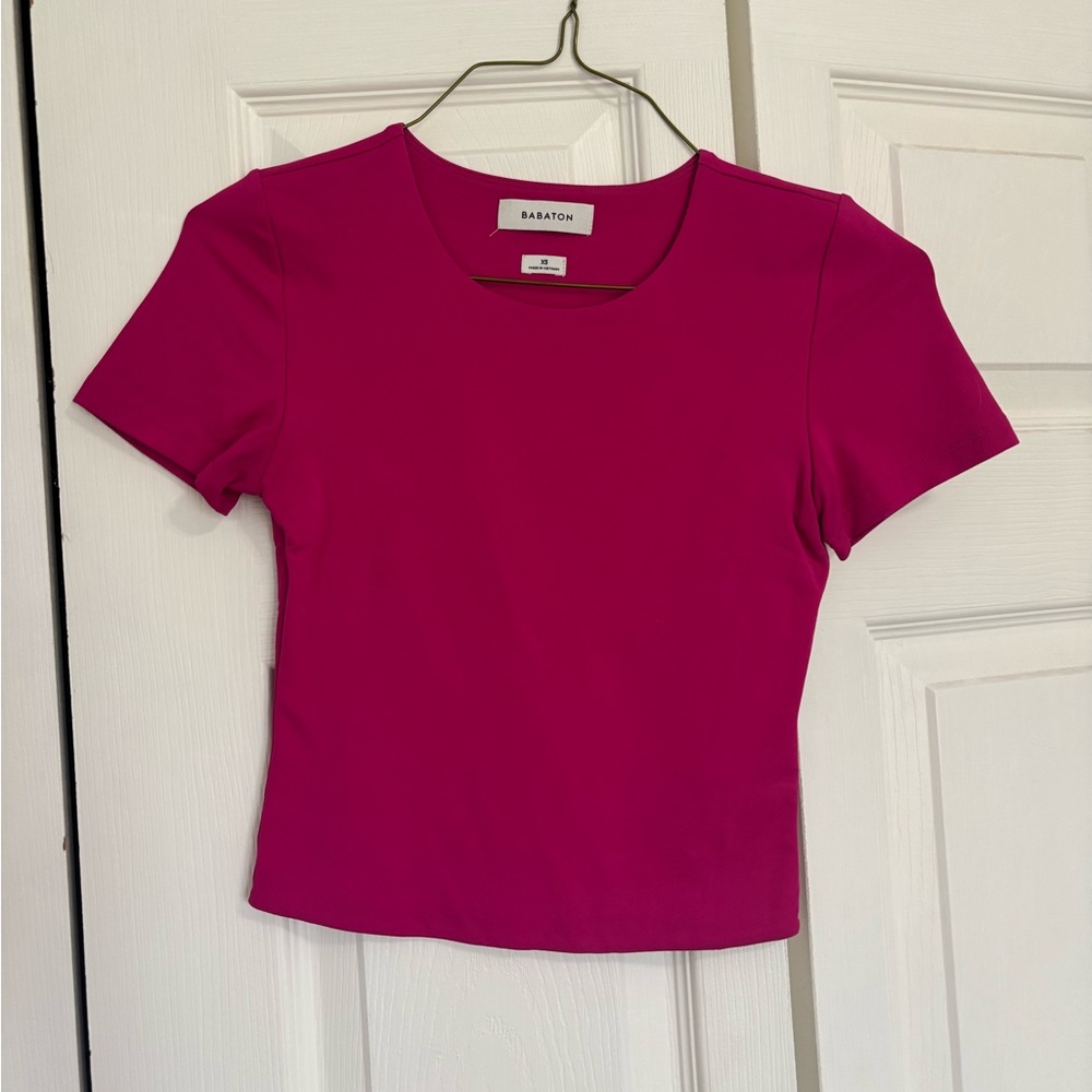 Aritzia Pink Fitted Crop T-Shirt